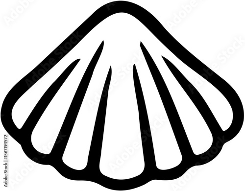 sea ​​shell logo line art vector illustration, isolated on white