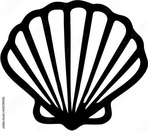 sea ​​shell logo line art vector illustration, isolated on white