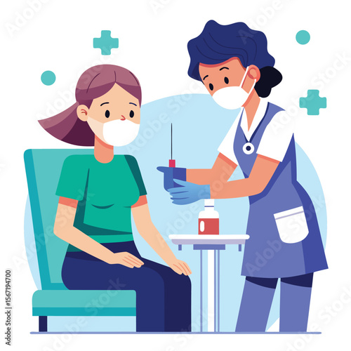 Medical professional administering injection to a patient in modern healthcare setting