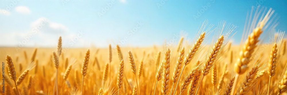 Golden Barley and Wheat Fields Swaying Gently in a Summer Breeze, Creating a Breathtaking Landscape of Ripe Grains Under a Clear Blue Sky. A Picturesque Scene of Agricultural Abundance. Golden Barley and Wheat Fields Swaying Gently in a Summer Breeze, Creating a Breathtaking Landscape of Ripe Grains Under a Clear Blue Sky. A Picturesque Scene of Agricultural Abundance.