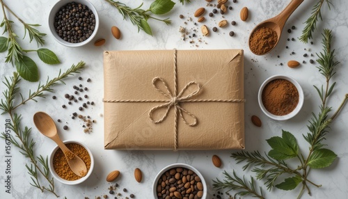 Wallpaper Mural Artisan gift with earthy elements and natural textures on marble background Torontodigital.ca