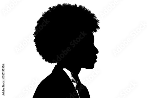 Silhouette of a Man in Formal Attire with Curly Hair