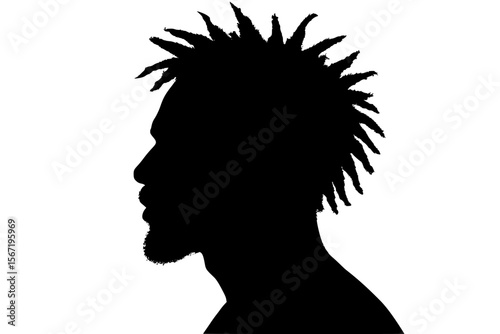 Silhouette Profile of an Individual with Unique Hair Texture