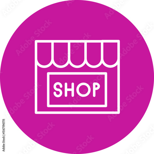 Shop Vector Line Pink Circle Icon Design