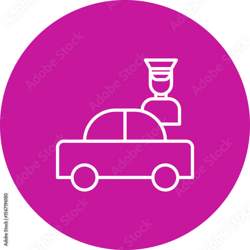 Chauffeur Vector Line Pink Circle Icon Design