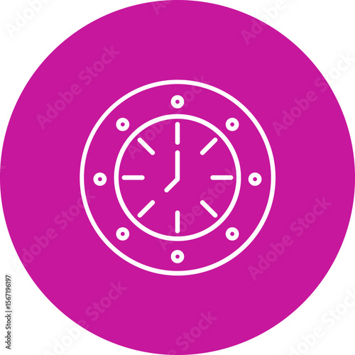 Hours Vector Line Pink Circle Icon Design