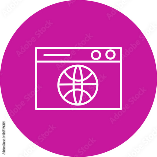 Web Browser Vector Line Pink Circle Icon Design