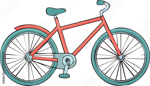 Colorful illustration of a bicycle, showcasing its frame, wheels, and components in detail.
