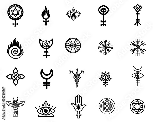 Collection of wiccan symbols, pagan symbols, and celtic symbols  