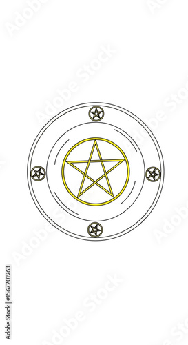 Magic circle with pentagram and wiccan symbols, pagan symbols, celtic symbols  