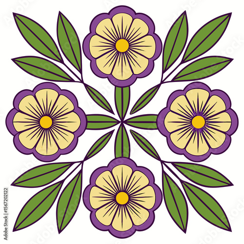 Flat Style Botanical Illustration Decorative Flower Design