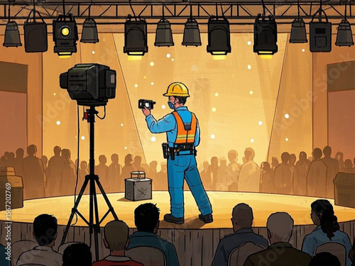 silhouette of a construction worker