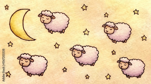 Sleeping sheep illustration