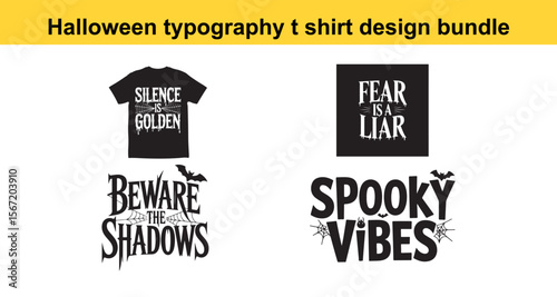 Halloween T Shirt Design Bundle with Spooky Typography and Graphic Elements