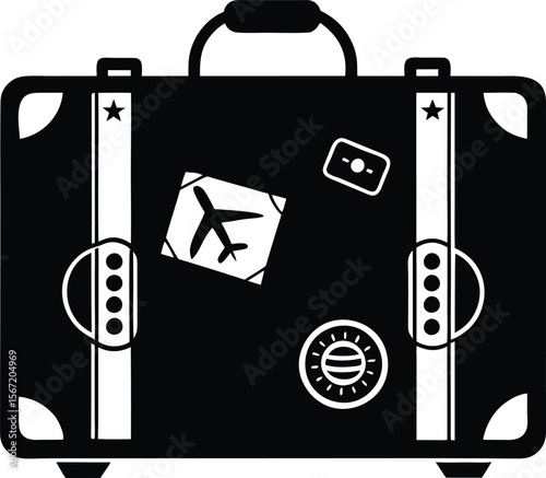 Retro suitcase vector - Antique baggage with destination stamps, EPS JPEG PNG