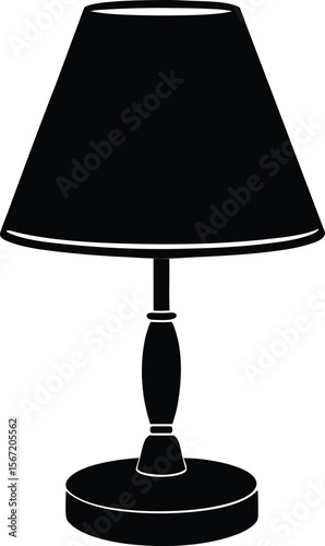 Cozy bedside lamp silhouette - Warm glow vector icon, EPS JPEG PNG