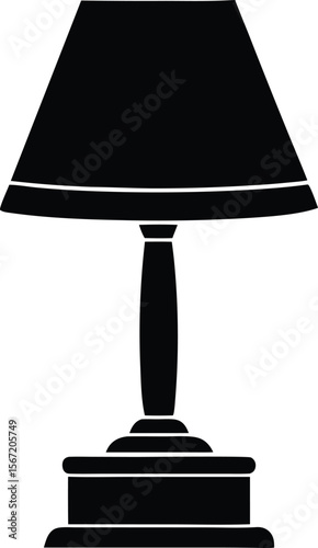 Minimal lamp vector - Black-and-white bedroom lighting clipart, EPS JPEG PNG