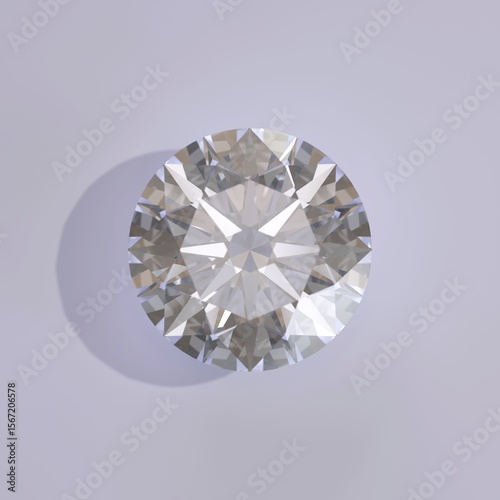 Luxury round brilliant cut diamond isolated on gray background 