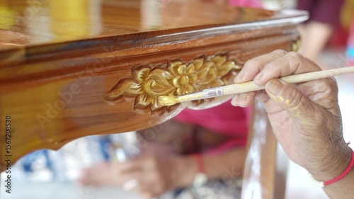 Painter, Thai pattern with gold color