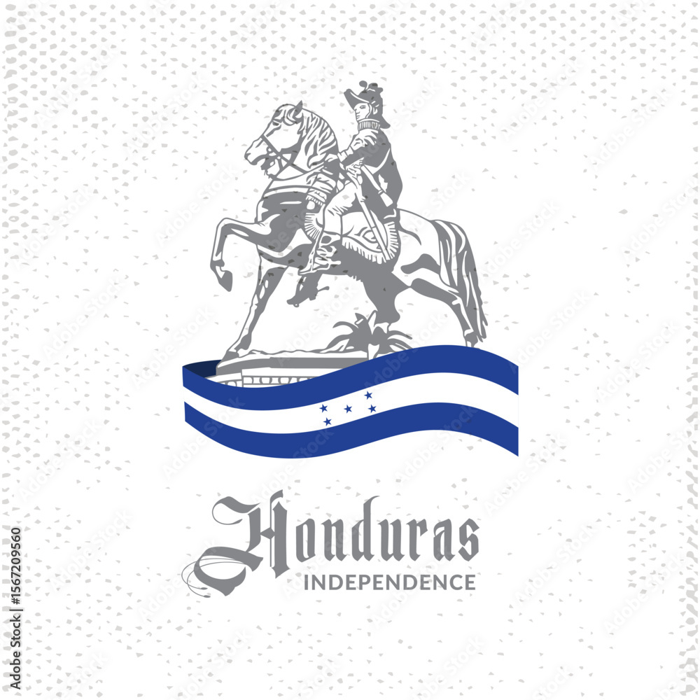 Obraz premium VECTORS. Editable banner for Honduras Independence day. Francisco Morazan, flag