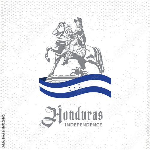 VECTORS. Editable banner for Honduras Independence day. Francisco Morazan, flag