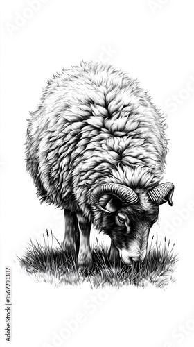 Sheep grazing illustration