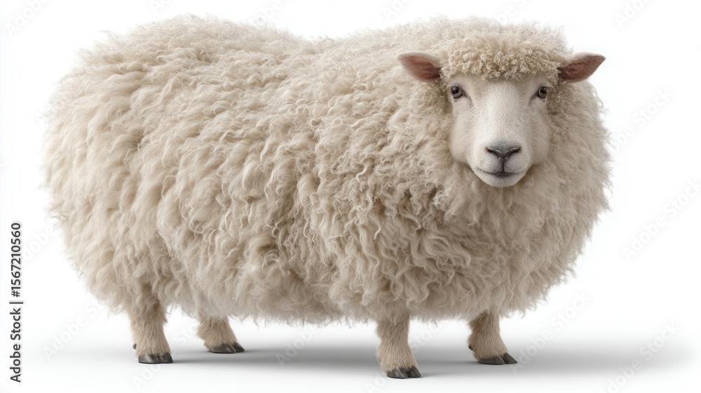 Fototapeta premium Fluffy white sheep portrait