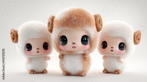 Adorable plush sheep figurines