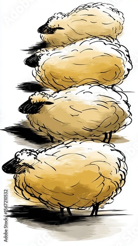 Sheep illustration vertical row