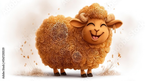 Cheerful cartoon sheep illustration