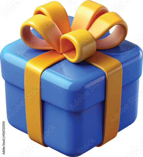 Blue Gift Box, Yellow Ribbon,