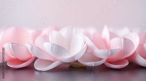 pink and white paper flowers on a pink background.