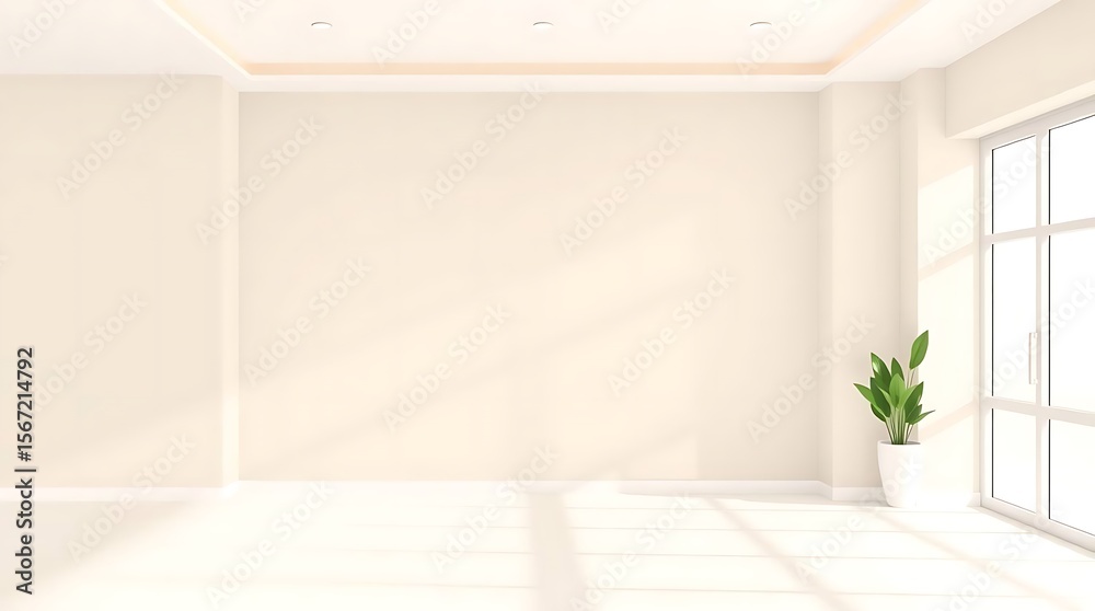 Fototapeta premium Elegant interior scene of empty minimalist room, bright and serene design
