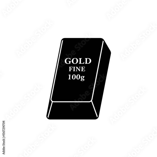 A single, black, 100-gram gold bar, depicted in a simple, minimalist style.