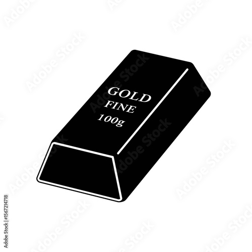 Silhouette of a gold bar, labeled with "GOLD FINE 100g".
