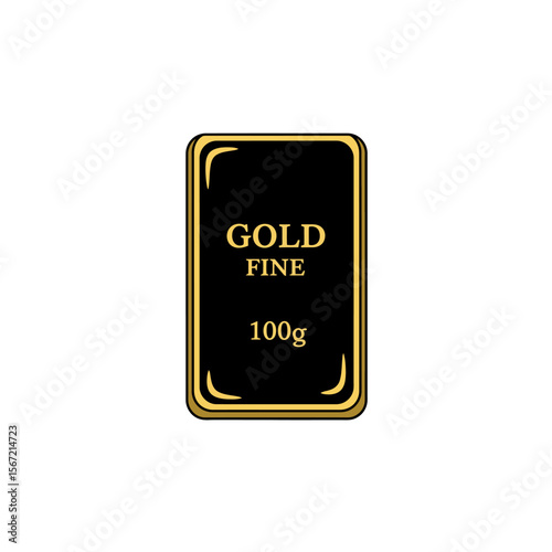 A 100-gram gold bar, fine gold, black background, gold lettering.