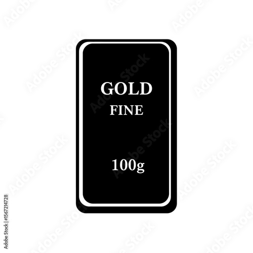 A black and white illustration of a 100g fine gold bar.