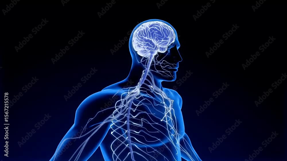 Human Nervous System Anatomy of the Brain and Spinal Cord Stock Video ...