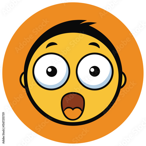 Astonished Cartoon Face Wide-Eyed Expression of Surprise and Shock