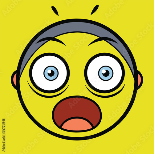 Astonished Cartoon Face Wide-Eyed Shock and Surprise Expression
