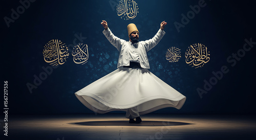 Whirling Dervish in Sufi Dance: A Spiritual Performance of Grace and Devotion
