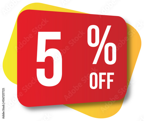 Red percent symbol for business sale discount 5 % off