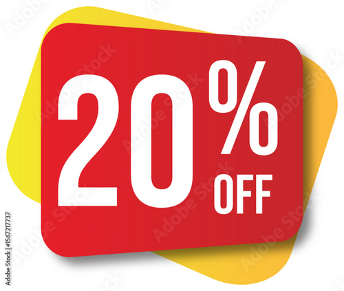 Red percent symbol for business sale discount 20 % off