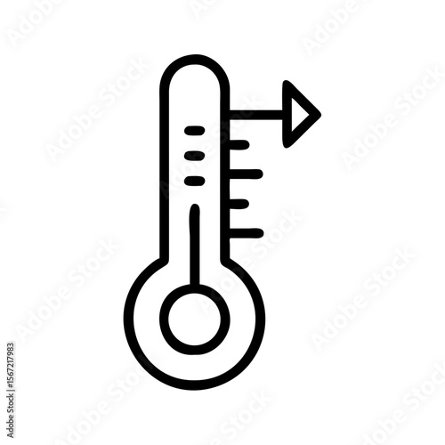 Outline thermometer icon showing temperature increase
