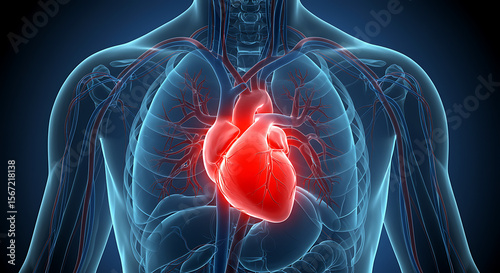Human Anatomy Cardiovascular System Detailed 3D Render of the Heart and Blood Vessels