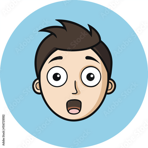 Astonished Boy A Cartoon Illustration of Surprise and Amazement
