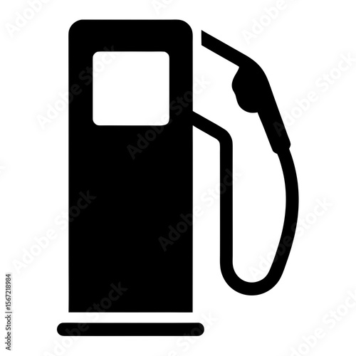 Simple Black Gas Station Pump Icon on White Background Illustration