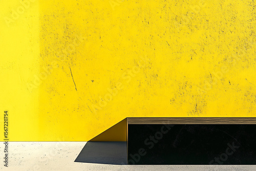 Minimalist Architectural Composition with Yellow Wall and Black Shadow