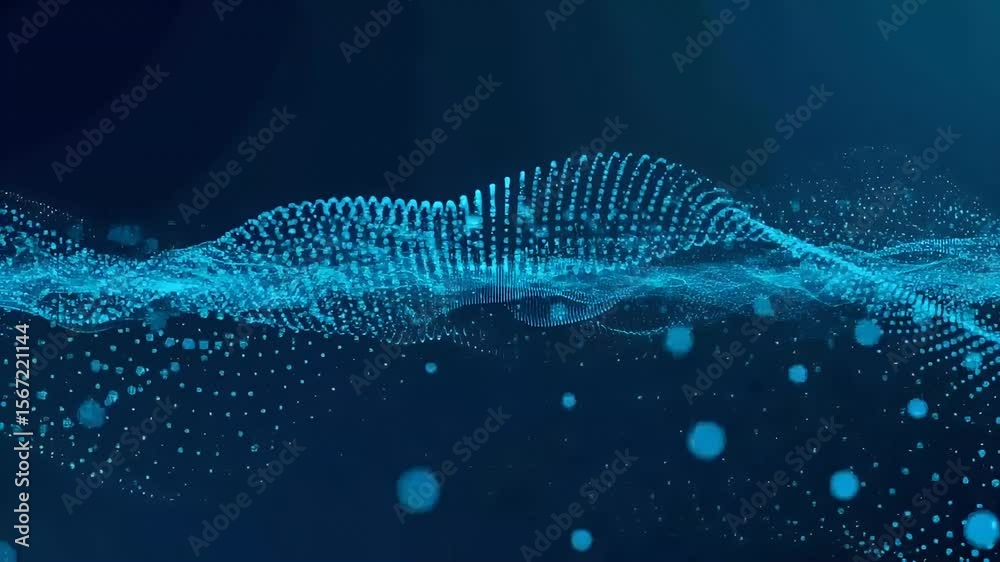 Abstract Blue Particle Wave Motion Background Animation