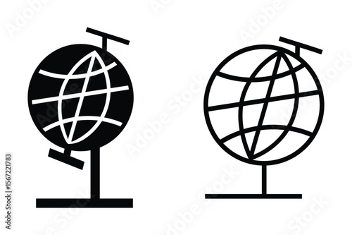 Globe Icons Solid and Outline Styles for Travel, Geography, and Education Designs